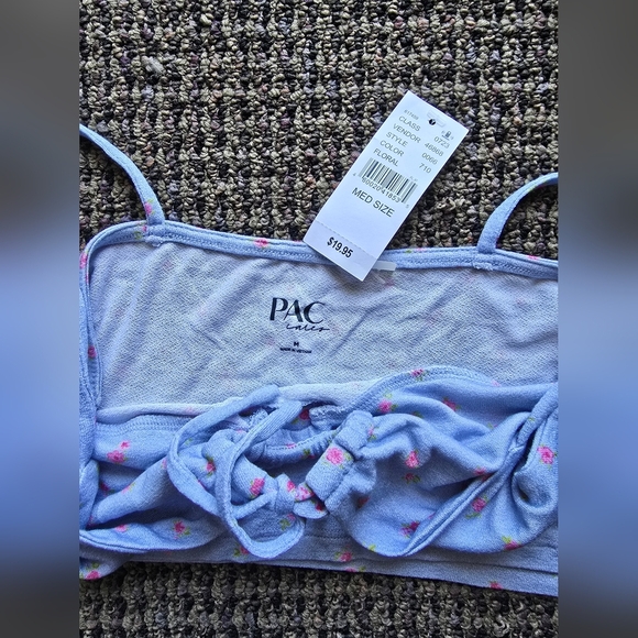 PacSun Light Blue Floral Tie-Front Top - Picture 3 of 4